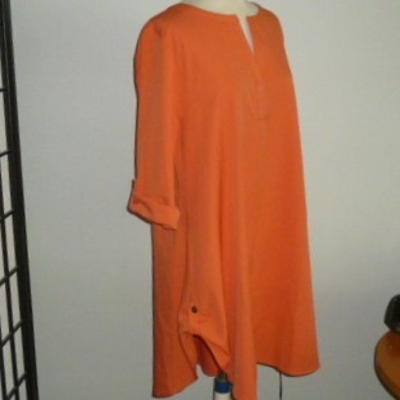 V-Neck Blouse 3/4 Roll Sleeve Tunic Size XL - Picture 1 of 6